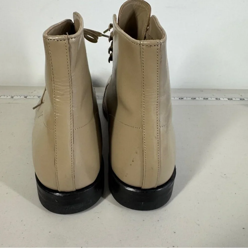 Stacy Adams Leather Upper Cap Toe Lace Up Boots Size 10 D Dress Shoes Formal